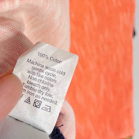 J Crew XSmall XS Navy Blue Coral Maritime Color Block Shift Dress Orange Cotton - Picture 10 of 11